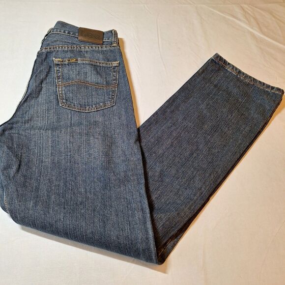 Lee Dark Acid Washed Premium Select Relaxed Fit Straight Leg Jeans Size 31x34 - Picture 11 of 12